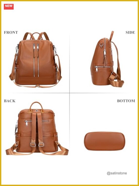 Genuine Leather Backpack Purse Convertible Shoulder Crossbody Daypack main image 4